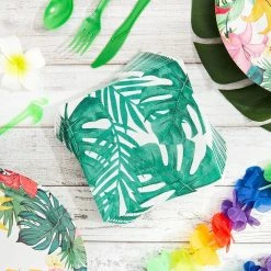 Blue Panda Tropical Leaf Paper Napkins For Hawaiian Luau Birthday Party (6.5 X 6.5 In, 150 Pack)