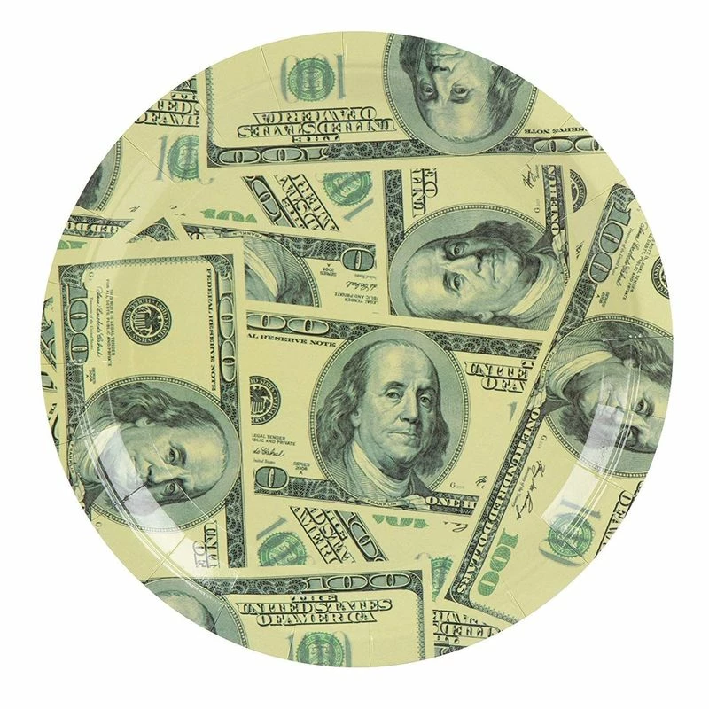 Blue Panda Money Party Supplies, Dinner Plates, Cutlery Set, Paper Cups, And Luncheon Napkins (Serves 24, 144 Pieces) 6 Blue Panda Money Party Supplies, Dinner Plates, Cutlery Set, Paper Cups, And Luncheon Napkins (Serves 24, 144 Pieces)