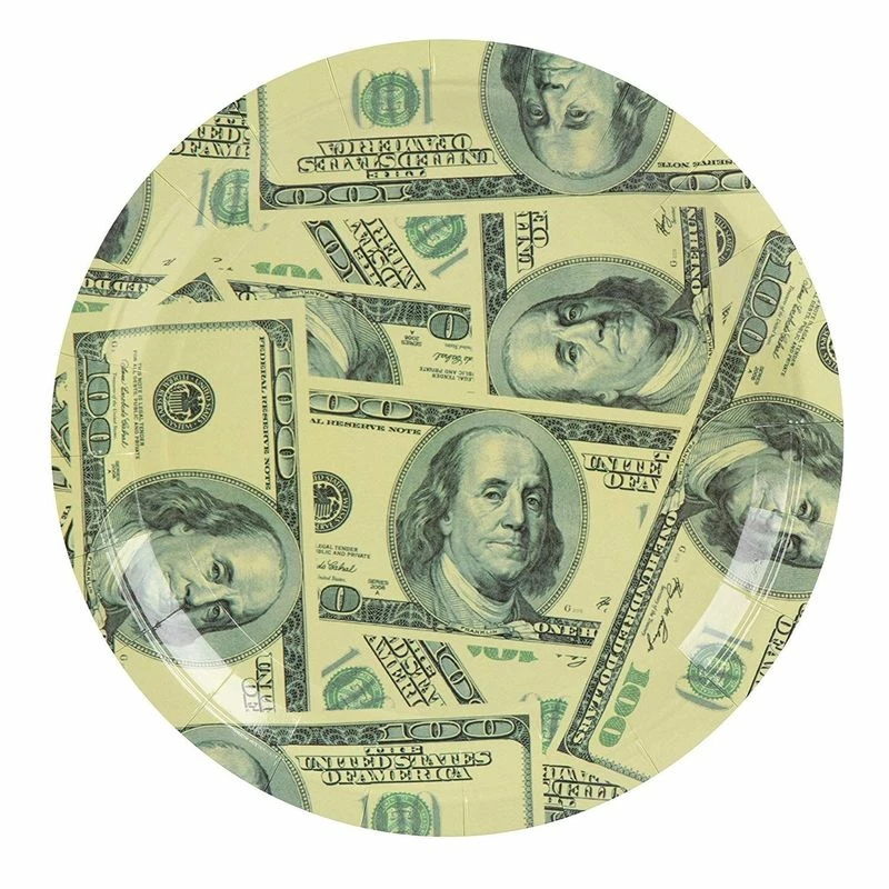 Blue Panda Money Party Supplies, Dinner Plates, Cutlery Set, Paper Cups, And Luncheon Napkins (Serves 24, 144 Pieces) 10 Blue Panda Money Party Supplies, Dinner Plates, Cutlery Set, Paper Cups, And Luncheon Napkins (Serves 24, 144 Pieces)