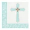 Blue Panda Religious Paper Napkins With Cross Design (White, Aqua, 6.5 X 6.5 In, 150 Pk)