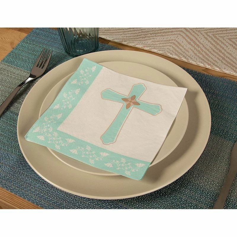 Blue Panda Religious Paper Napkins With Cross Design (White, Aqua, 6.5 X 6.5 In, 150 Pk) 5 Blue Panda Religious Paper Napkins With Cross Design (White, Aqua, 6.5 X 6.5 In, 150 Pk)
