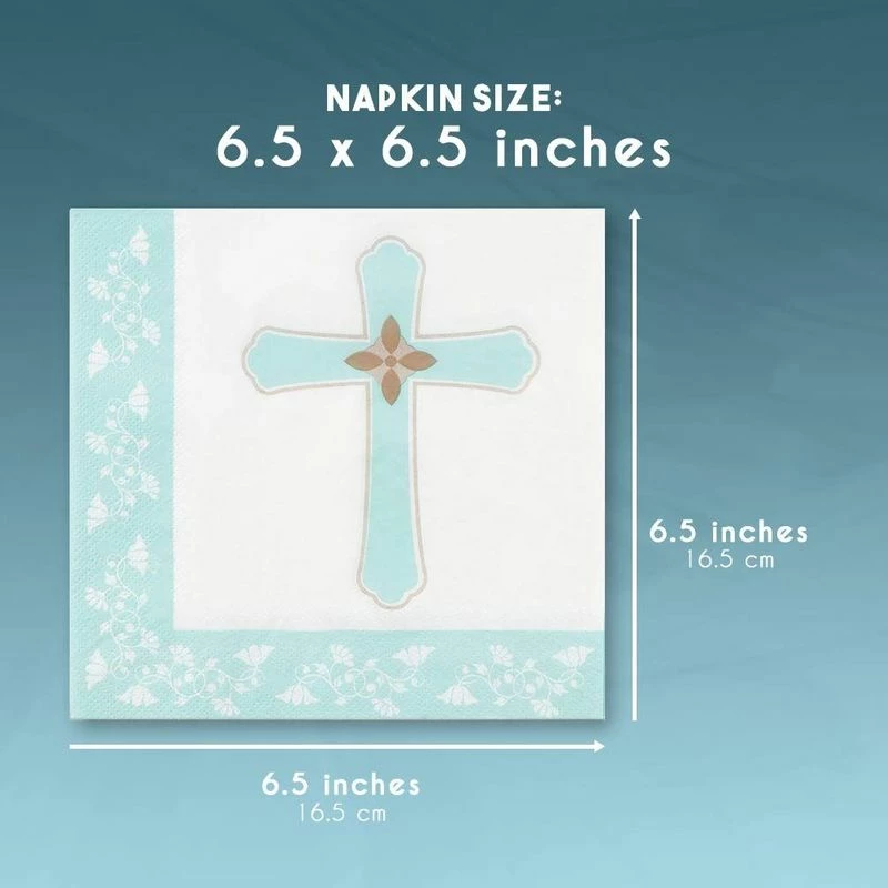 Blue Panda Religious Paper Napkins With Cross Design (White, Aqua, 6.5 X 6.5 In, 150 Pk) 7 Blue Panda Religious Paper Napkins With Cross Design (White, Aqua, 6.5 X 6.5 In, 150 Pk)