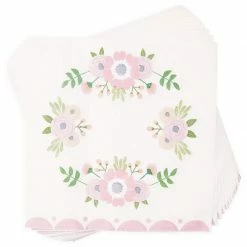 Blue Panda Pink Floral Party Supplies, Paper Plates, Napkins, Cups And Plastic Cutlery (Serves 24, 144 Pieces) Dinnerware Sets