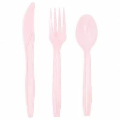 Blue Panda Pink Floral Party Supplies, Paper Plates, Napkins, Cups And Plastic Cutlery (Serves 24, 144 Pieces) Dinnerware Sets