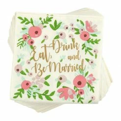 Blue Panda Engagement Party Decorations, Floral Cocktail Napkins (5 X 5 In, 100 Pack)