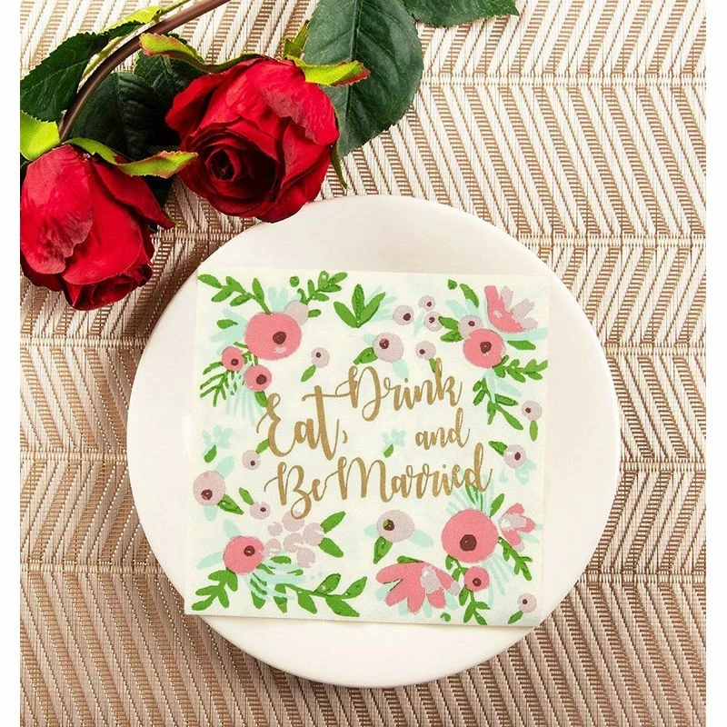 Blue Panda Engagement Party Decorations, Floral Cocktail Napkins (5 X 5 In, 100 Pack) 5 Blue Panda Engagement Party Decorations, Floral Cocktail Napkins (5 X 5 In, 100 Pack)