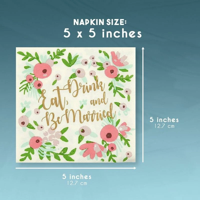 Blue Panda Engagement Party Decorations, Floral Cocktail Napkins (5 X 5 In, 100 Pack) 6 Blue Panda Engagement Party Decorations, Floral Cocktail Napkins (5 X 5 In, 100 Pack)