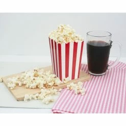 Blue Panda Set Of 100 Mini Popcorn Favor Boxes - 3x5 Snack Containers For Carnival Party Supplies, Movie Night, Birthdays, Red And White, 20 Ounce, 3.3 X 5.6 Inches