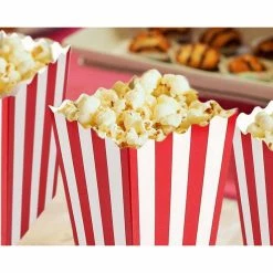 Blue Panda Set Of 100 Mini Popcorn Favor Boxes - 3x5 Snack Containers For Carnival Party Supplies, Movie Night, Birthdays, Red And White, 20 Ounce, 3.3 X 5.6 Inches