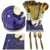 Blue Panda Halloween Magical Party Bundle, Includes Plates, Napkins, Cups, And Cutlery (24 Guests,144 Pieces)