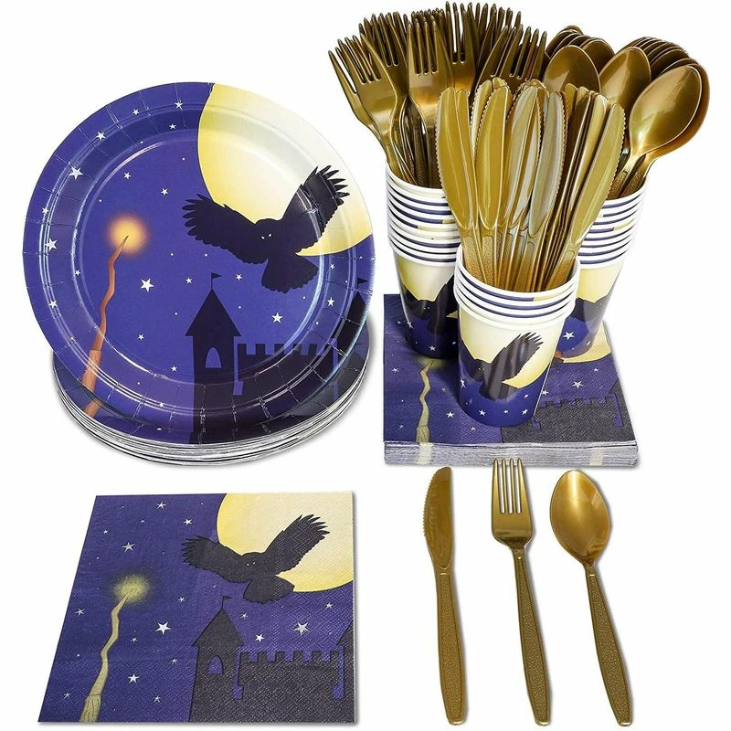 Blue Panda Halloween Magical Party Bundle, Includes Plates, Napkins, Cups, And Cutlery (24 Guests,144 Pieces) 3 Blue Panda Halloween Magical Party Bundle, Includes Plates, Napkins, Cups, And Cutlery (24 Guests,144 Pieces)