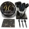 Blue Panda Dinnerware Sets 40th Birthday Party Bundle, Includes Plates, Napkins, Cups, And Cutlery (24 Guests,144 Pieces)