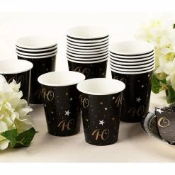 Blue Panda Dinnerware Sets 40th Birthday Party Bundle, Includes Plates, Napkins, Cups, And Cutlery (24 Guests,144 Pieces)