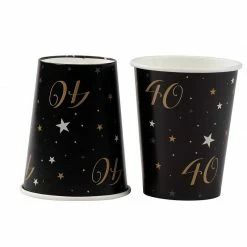 Blue Panda Dinnerware Sets 40th Birthday Party Bundle, Includes Plates, Napkins, Cups, And Cutlery (24 Guests,144 Pieces)