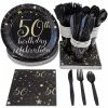 Blue Panda Dinnerware Sets 144 Pieces 50th Birthday Party Bundle, Includes Plates, Napkins, Cups, And Cutlery (24 Guests) 2 Blue Panda Dinnerware Sets 144 Pieces 50th Birthday Party Bundle, Includes Plates, Napkins, Cups, And Cutlery (24 Guests)