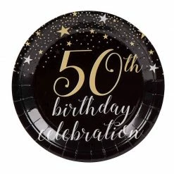 Blue Panda Dinnerware Sets 144 Pieces 50th Birthday Party Bundle, Includes Plates, Napkins, Cups, And Cutlery (24 Guests)