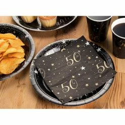 Blue Panda Dinnerware Sets 144 Pieces 50th Birthday Party Bundle, Includes Plates, Napkins, Cups, And Cutlery (24 Guests)