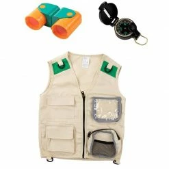 Special Occasions Blue Panda Kid Explorer Vest Kit - 3-Piece Outdoor Exploration Set Includes Cargo Vest, Compass, And Binoculars For Kids' Pretend Play Or Nature Safari Halloween Party Dress-Up Costume