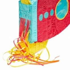 Juvale Special Occasions Blue Panda Rocket Ship Pinata For Space Birthday Party Supplies (16.5 X 12.5 X 3 In)