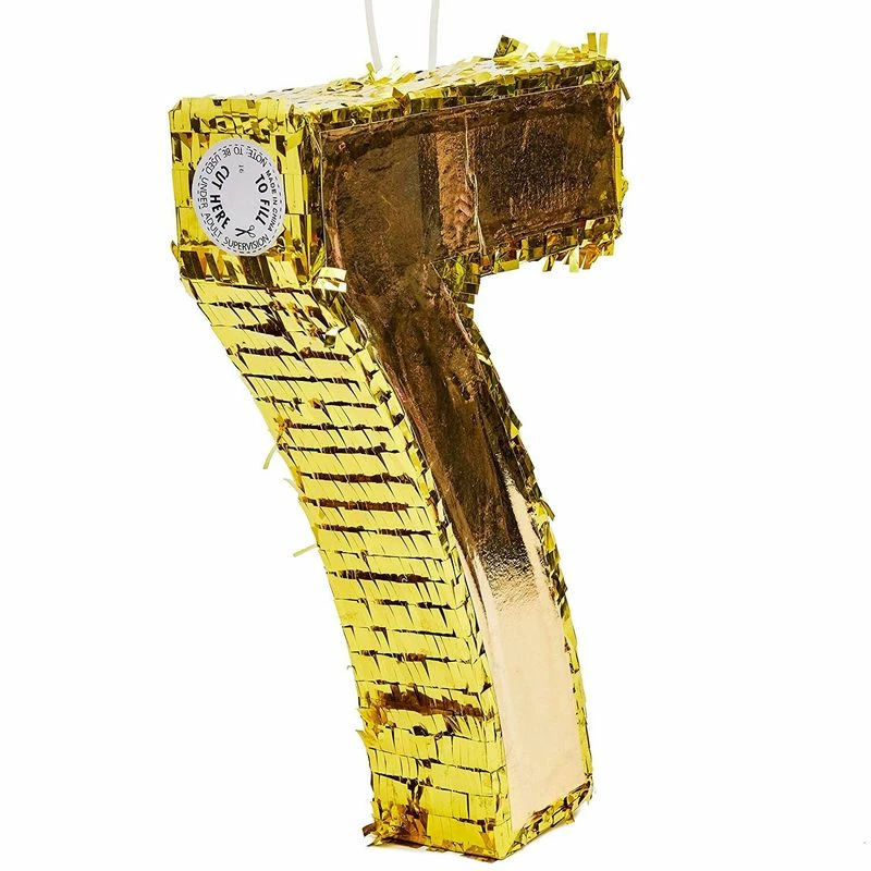 Blue Panda Small Number 7 Gold Foil Pinata, Seventh Birthday Party Supplies, 16 X 11 X 3 Inches Decorations 6 Blue Panda Small Number 7 Gold Foil Pinata, Seventh Birthday Party Supplies, 16 X 11 X 3 Inches Decorations