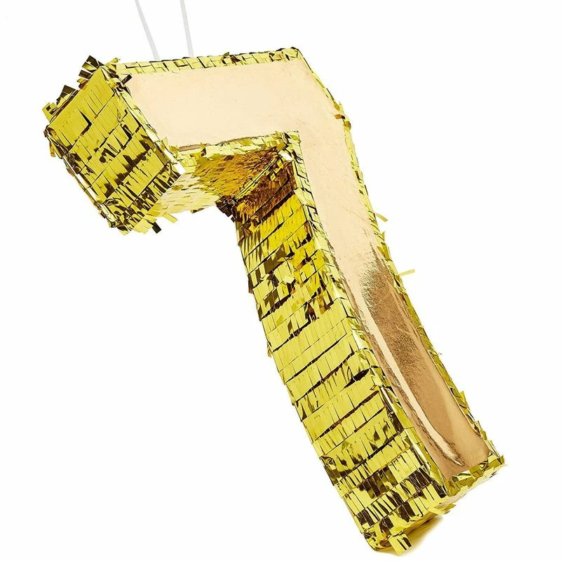 Blue Panda Small Number 7 Gold Foil Pinata, Seventh Birthday Party Supplies, 16 X 11 X 3 Inches Decorations 7 Blue Panda Small Number 7 Gold Foil Pinata, Seventh Birthday Party Supplies, 16 X 11 X 3 Inches Decorations