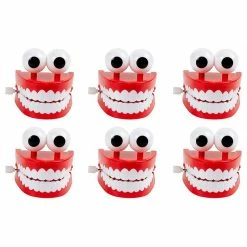 Blue Panda Wind Up Chomping & Chattering Teeth Toys, Halloween Party Favors (6 Pack)