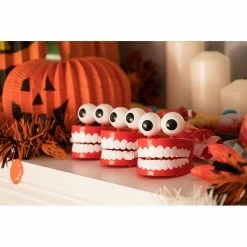 Blue Panda Wind Up Chomping & Chattering Teeth Toys, Halloween Party Favors (6 Pack)