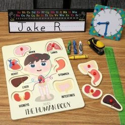 Blue Panda Special Occasions Educational Wood Peg Anatomy Puzzle, Kids' Game For Learning Human Body Parts (9 X 12 In, 2 Pack)