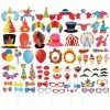 Blue Panda 72-Pack Circus Photo Booth Props - Carnival Circus Party Backdrop Decorations, Selfie Props, Photo Booth Accessories, Party Supplies, Assorted Colors