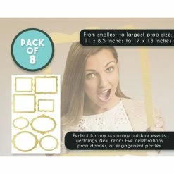 Blue Panda Photo Booth Frame - 8-Pack Gold Glitter Picture Frame Party Supplies, Selfie Frame Cutouts, Party Favors For Wedding, Birthday Party, Bridal Shower, Bachelorette Party Decorations 11 Blue Panda Photo Booth Frame - 8-Pack Gold Glitter Picture Frame Party Supplies, Selfie Frame Cutouts, Party Favors For Wedding, Birthday Party, Bridal Shower, Bachelorette Party Decorations