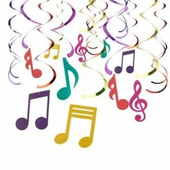 Blue Panda 30-Count Swirl Decorations - Music DecorParty Decorations, Ceiling Streamers, Hanging Musical Note Whirls Kids, 5 Assorted Colors - Hanging Length: 36.5 Inches