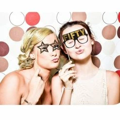 Blue Panda 50th Birthday Photo Booth Props - 60-Pack Birthday Party Supplies, Selfie Props, Party Favors For Cocktail Parties, Black And Gold Decorations