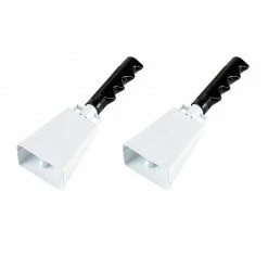 Blue Panda White Cowbell With Handle For Sporting Events (2 Pack)