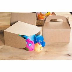 Blue Panda Party Bags And Boxes Treat Boxes - 24-Pack Paper Party Favor Boxes, Brown Kraft Goodie Boxes For Birthdays And Events, 2 Dozen Party Gable Boxes, 6 X 3.3 X 3.6 Inches