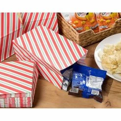 Blue Panda Small Striped Christmas Party Favor Gift Bags (5.2 X 8.7 X 3.3 In, 36 Pack)