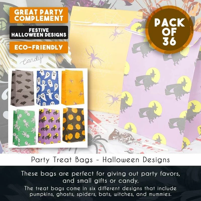 Blue Panda 36-Pack Halloween Party Treat Bags - Paper Goodie Bags - 6 Different Designs, 5.1 X 8.75 X 3.25 Inches Special Occasions 4 Blue Panda 36-Pack Halloween Party Treat Bags - Paper Goodie Bags - 6 Different Designs, 5.1 X 8.75 X 3.25 Inches Special Occasions