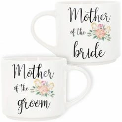 Special Occasions Blue Panda 2-Pack Stackable Bone China Coffee Mug, Mother Of The Groom/Bride, 15oz