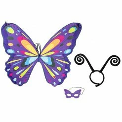 Blue Panda Butterfly Wings Costume For Kids (3 Piece Set) Purple Wings, Mask, Headband Halloween