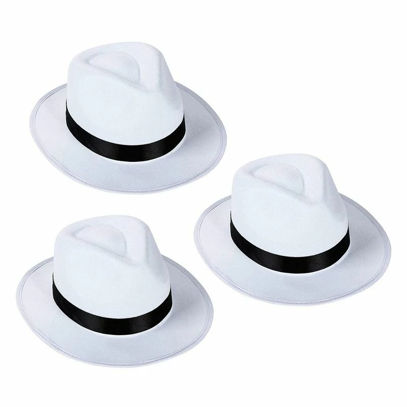 Blue Panda White Fedora Hat - 3-Pack Gangster Hat 1920s Halloween Costume Accessory, Unisex 3 Blue Panda White Fedora Hat - 3-Pack Gangster Hat 1920s Halloween Costume Accessory, Unisex