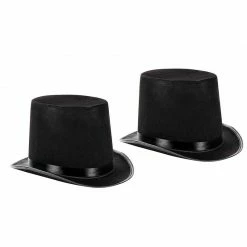 Blue Panda Black Felt Top Hat - 2-Pack Lincoln Hat, Magician Hat Halloween Costume Accessory, Unisex