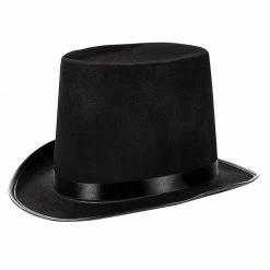 Blue Panda Black Felt Top Hat - 2-Pack Lincoln Hat, Magician Hat Halloween Costume Accessory, Unisex