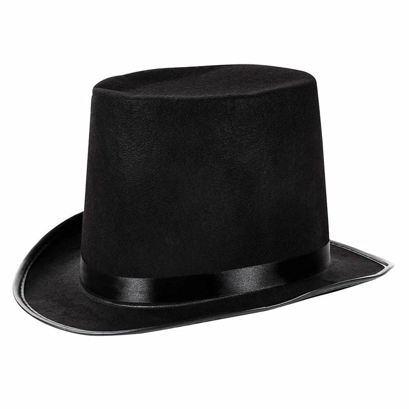 Blue Panda Black Felt Top Hat - 2-Pack Lincoln Hat, Magician Hat Halloween Costume Accessory, Unisex 4 Blue Panda Black Felt Top Hat - 2-Pack Lincoln Hat, Magician Hat Halloween Costume Accessory, Unisex