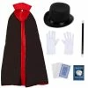 Blue Panda Magician Costume For Halloween, Includes Hat, Gloves, Wand, Cape, And Playing Cards (Adult Size, 5 Pieces)