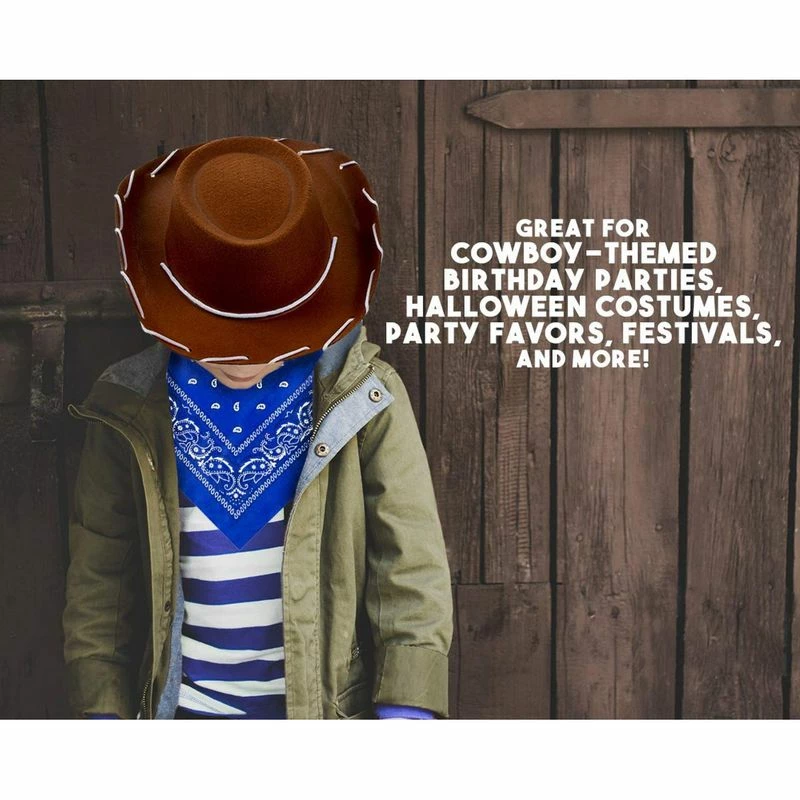 Blue Panda Cowboy Hat And Bandana For Kids Western Themed Birthday Party, Halloween Costume Accessory Special Occasions 4 Blue Panda Cowboy Hat And Bandana For Kids Western Themed Birthday Party, Halloween Costume Accessory Special Occasions