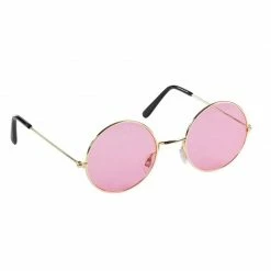 Blue Panda 60s 70s Hippie Costume Accessories - 5-Set Vest Headband Glasses Pouch Necklace, Women Size S Brown Halloween