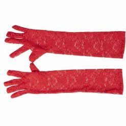 Blue Panda Halloween Red Devil Costume Accessory - 5-Set Lace Gloves, Tail, Bow Tie, Headband, Pitchfork
