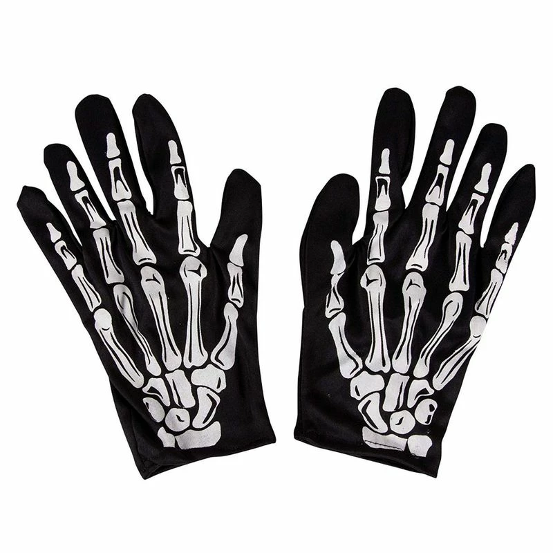 Blue Panda Halloween Skeleton Hand Gloves - 4-Pair Finger Bone Print Costume Accessory, Men Women Teen Black 5 Blue Panda Halloween Skeleton Hand Gloves - 4-Pair Finger Bone Print Costume Accessory, Men Women Teen Black