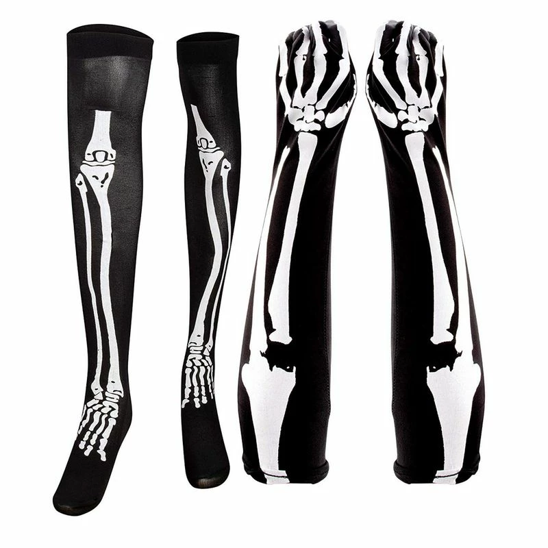 Blue Panda Halloween Skeleton Stocking And Long Arm Gloves - Costume Cosplay Accessory For Women, Teens 3 Blue Panda Halloween Skeleton Stocking And Long Arm Gloves - Costume Cosplay Accessory For Women, Teens