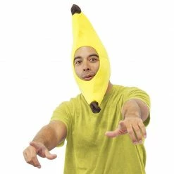 Blue Panda Banana Plush Costume Hat - Funny Head Cover Halloween Dress-Up Accessory, Men, Women, Teens Yellow