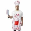 Blue Panda Halloween Bloody Butcher Costume - 3-Set Killer Dress Up, Apron Chef Hat Fake Cleaver, Unisex White 2 Blue Panda Halloween Bloody Butcher Costume - 3-Set Killer Dress Up, Apron Chef Hat Fake Cleaver, Unisex White